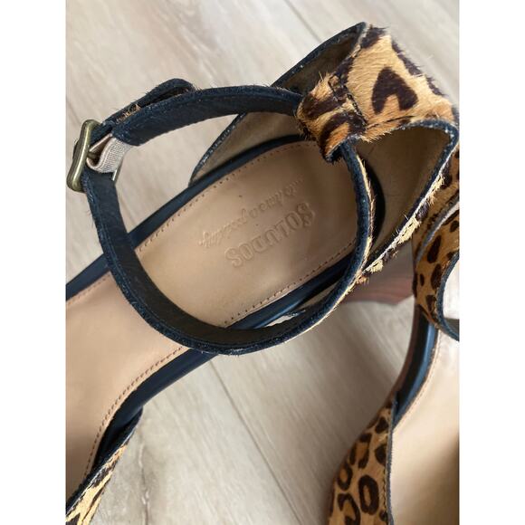 Soludos Collette heels women’s size 8.5 leopard print calf hair ankle strap - Picture 4 of 7